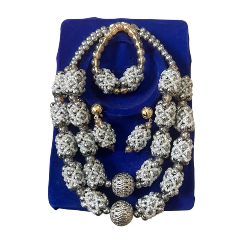 Silver Jewelry 3PC Set, Necklace, Earrings, Bracelet